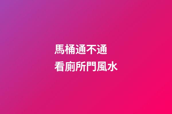 馬桶通不通 看廁所門風水